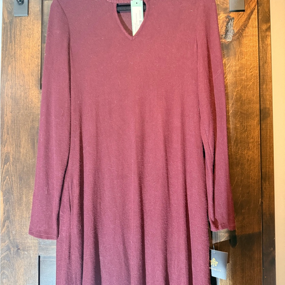 Chic Long Sleeve Burgundy Dress